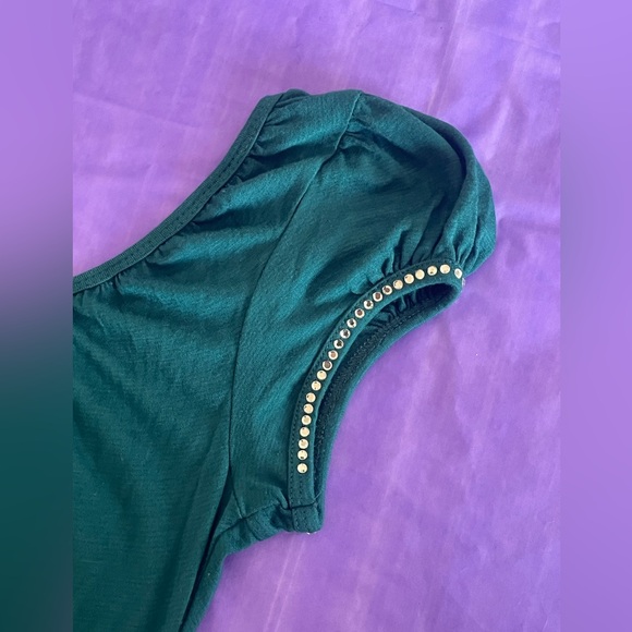 In Joy Teal Green Short Sleeve T- Shirt with Rein-Stone Detailing Size Medium - Picture 11 of 14